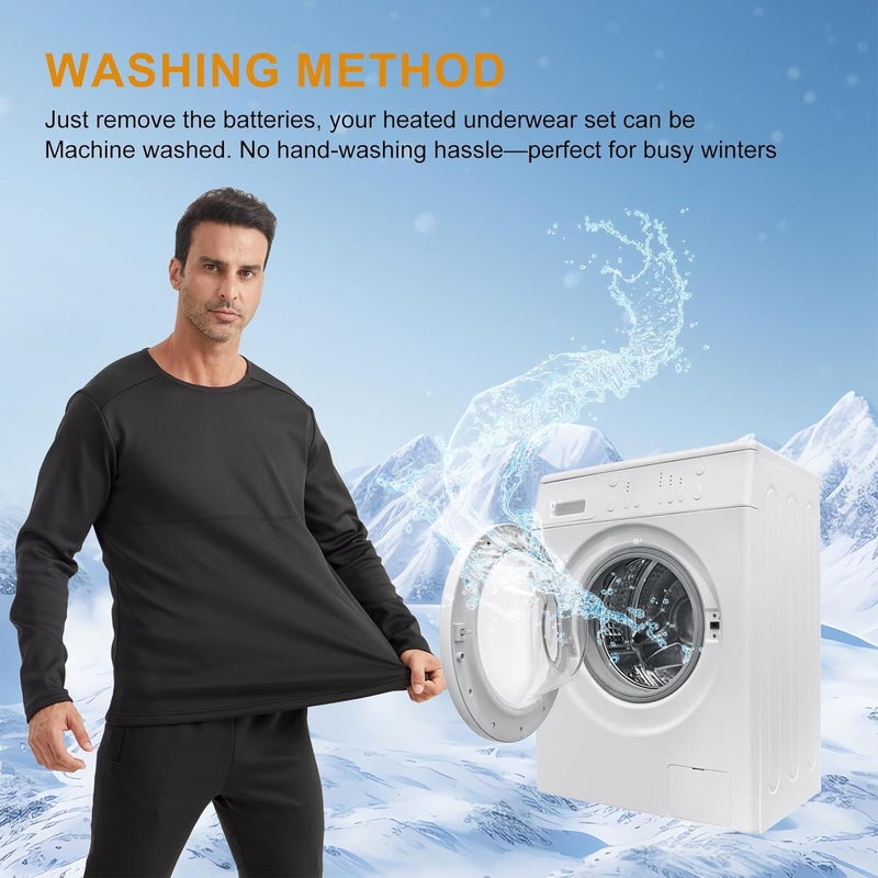 Foern Store Heated Thermals Underwear Set for Men, 42 Heating Zones Electric Pants and Top with 2X 16000mAh Quickly-Charging Batteries - Image 5